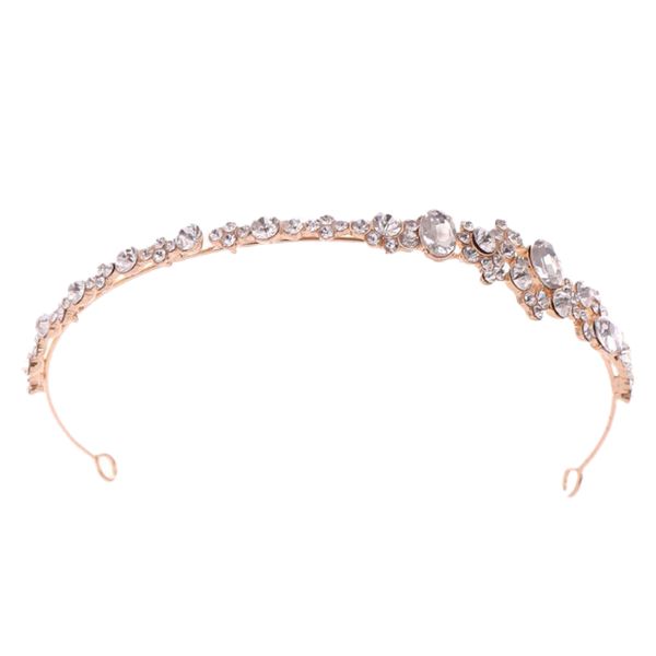 

simple women rhinestone headband bridal tiara wedding dress accessories elegant lady hair jewelry gold, Golden;white
