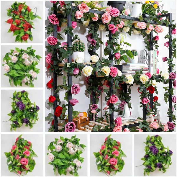 

artificial rose flowers rose flower string fake plant wedding decoration 2.4m emulation simulation vines ornament handmade