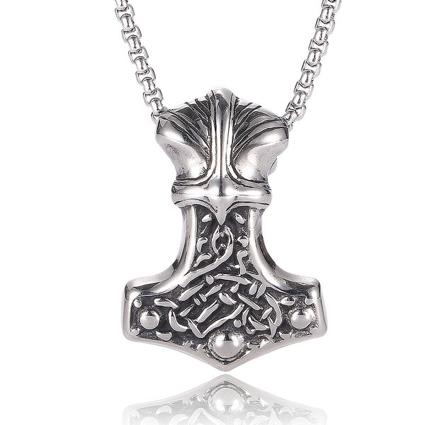 

fashion stainless steel retro domineering hammer pendant luxury designer jewelry men's necklace birthday gift 7-sp0427, Silver