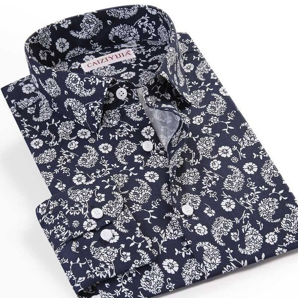

men's beach floral printed blouse casual hawaiian shirts pocket-less design long sleeve standard-fit flowers cotton shirt, White;black