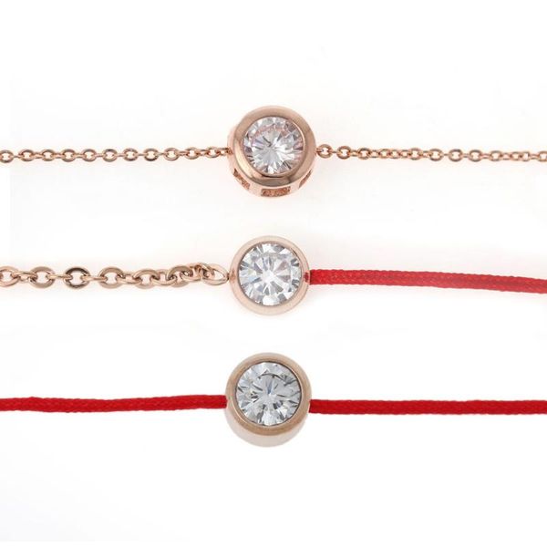 

8seasons titanium steel cubic zirconia rose gold plated link chain lucky red line bracelets & bangles fashion gift rhinestone, Golden;silver