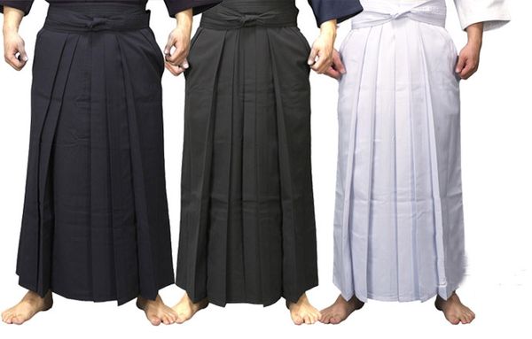 

4colors hakama kendo uniform suits hapkido martial arts pants black/dark blue/white/red, Black;red