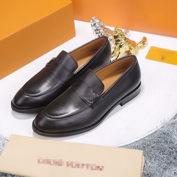

2019 new spring autumn business dress men shoes pointed toe shoes european version of metal authentic buckle men's, Black