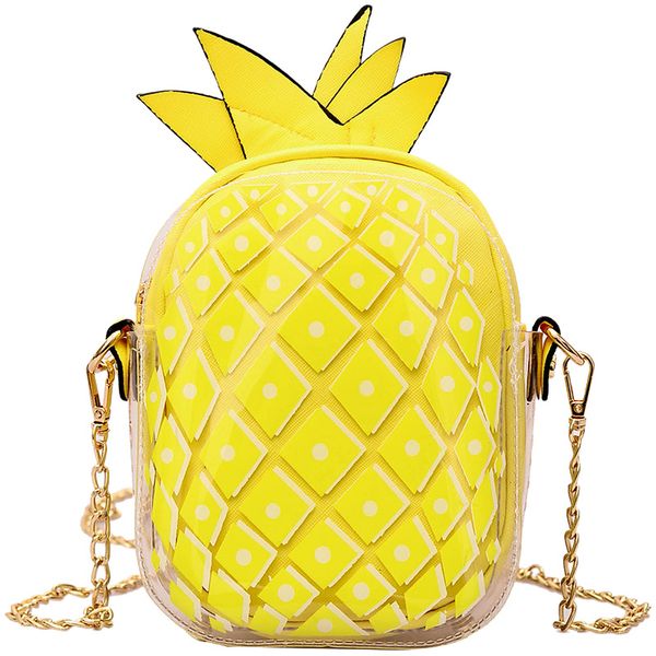 

small transparent jelly package crossbody bag fresh pineapple shape chain convenient messenger shoulder bag for female hand bags