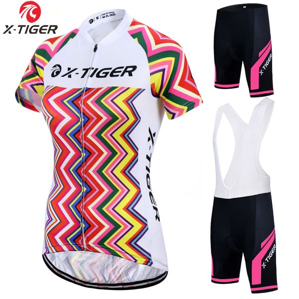 

cycling jersey sets x-tiger pro women's set road bike wear clothes suit breathable mountain bicycle clothing, Black;red