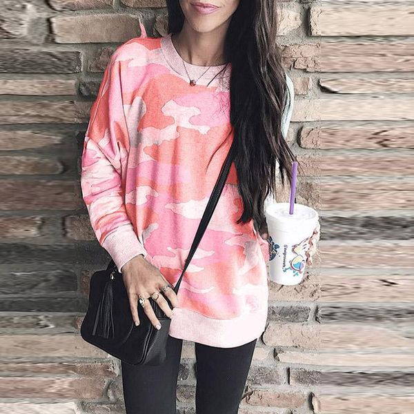 

women camouflage sweatshirt oversized pullovers loose casual ladies autumn spring long sleeve loose roupas feminina new, Black