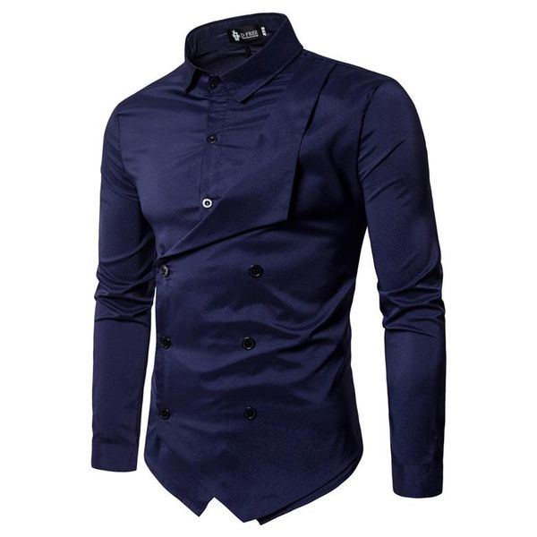 

men shirt batik spring new brand men 's slim fit dress shirt male long sleeves fake two casual shirt camisa masculina super, White;black