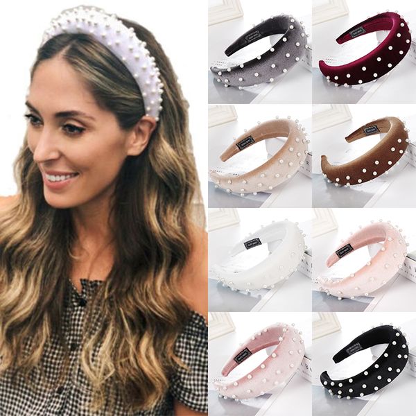 

hair accessories lnrrabc 2021 pearl 1pcs padded velvet hairband hoop bands sponge headband women's jewelry