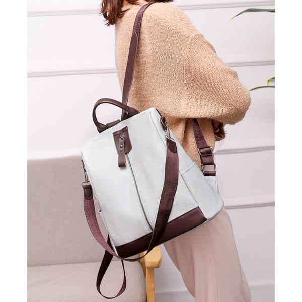 

fashion vintage pu leather backpack school backpack fashion casual solid color travel handbag storage bag