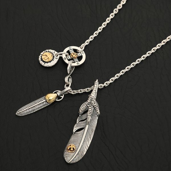 

s925 sterling silver jewelry takahashi goro feather eagle claw simple sweater chain necklace