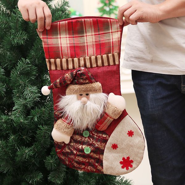 

new christmas plaid three-dimensional socks gift bag christmas daily necessities decorations 48x26cm
