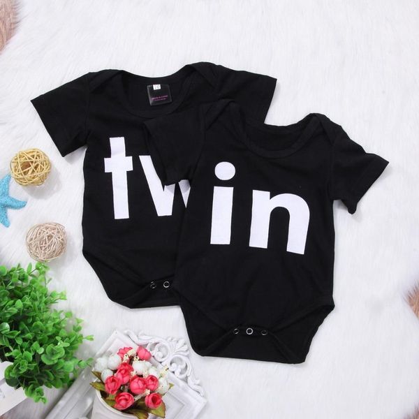 

newborn toddler twins baby girls boys clothes letter romper jumpsuit one-piece outfits sister brother clothes 0-18m cotton, Blue