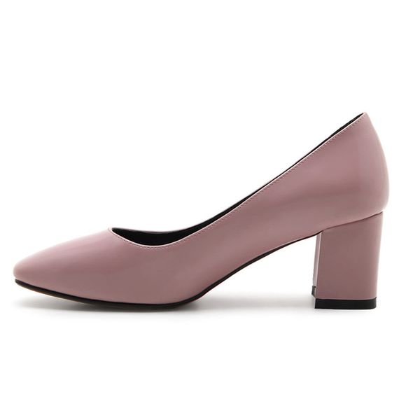 

spring fashion square heels pumps concise pink black white dress women shoes