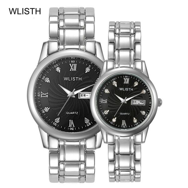 

steel band calendar waterproof fashionable quartz expression couple watch pointer quartz wristwatches zf9951, Slivery;brown