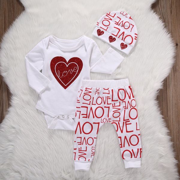 

multitrust baby girl одежда цветок сердце шаблон с длинным рукавом ползунки + брюки+шляпа 3шт костюм новорожденный девочка комплект одежды, Pink;blue
