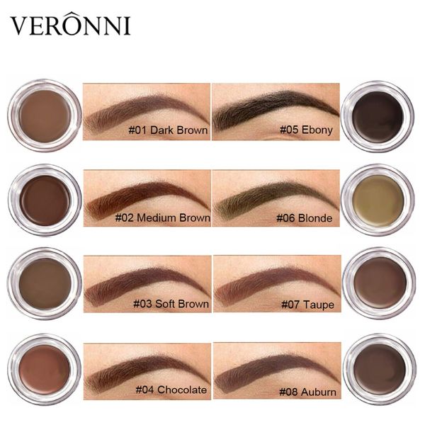 

VERONNI 8 Color Henna Eyebrow Tint Makeup Waterproof Eyebrow Pomade Gel Korean Cosmetics Eye Makeup Eye Brow Cream with Brush