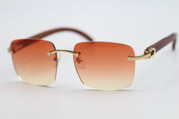 

2020 8300816 style sunglasses gold wood rimless glasses ornamental uv400 driving glasses size:54-18-140mm, White;black