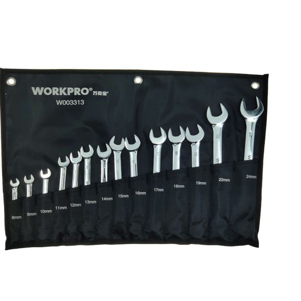 

workpro workpro14-piece dual purpose multi-functional household mechanic profession wrench kit with hanging bag w003313