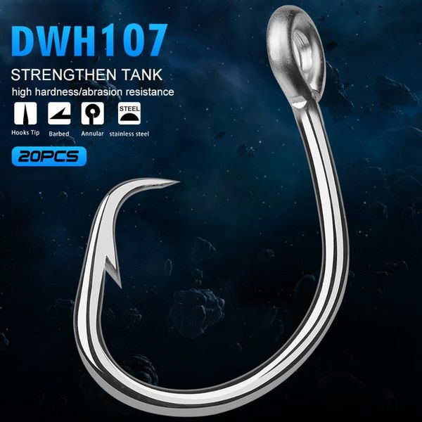 

fishing hooks 20pc proberos brand saltwater hook dwh107 circle 13/0#-16/0# model stainless steel fishhook made in taiwan