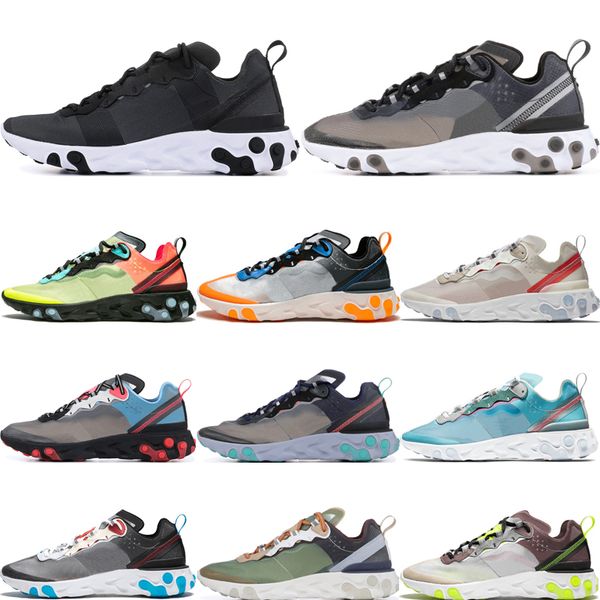 

og react element 87 55 black white mens running shoes men women orange peel sail desert sand taped seams trainers sports sneakers