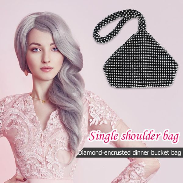 

korean women clutch bags elegant female solid rhinestone evening party dinner bags ladies multicolored small handbags