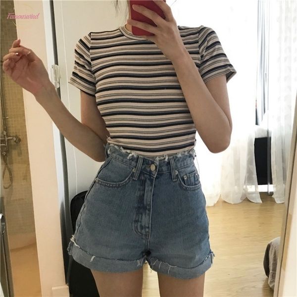 

2020 summer tshirt women korean o neck t shirt fashion striped harajuku short sleeve casual t shirts female, White