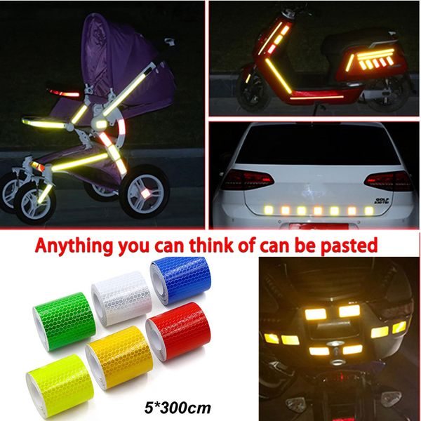

car reflective tape decoration stickers 5cm*300cm car warning safety reflection tape film auto reflector sticker