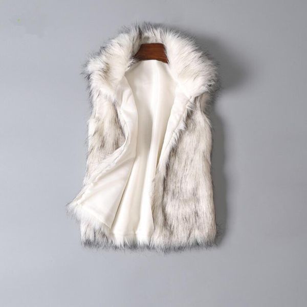 

womens clothing 2019 trendy new fashion faux fur vest mid-length women fur waistcoats, Black