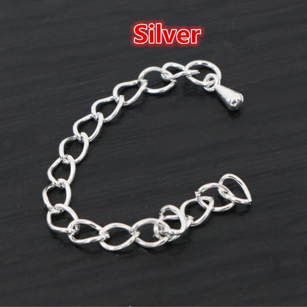 

20pcs/lot 50mm/70mm 5*4mm tone extended extension tail chain necklace tail chain connector findings for bracelet base tray, Blue;slivery