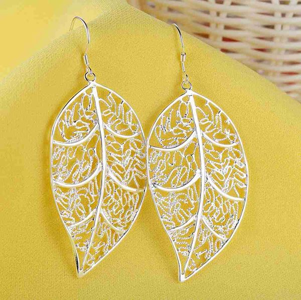 

silver-plated hollow out leaves earrings fashion earrings ebay creative europe and america accessories