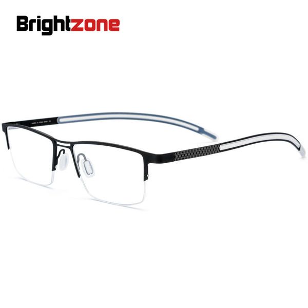 

brightzone matte half frame men accessories titanium glasses fashion eyeglasses vintage brand eyewear optical myopia unisex, Black