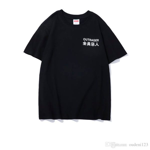 

19ss ins супер огнь полного нечестивого текст напечатал короткий дизайнерские рукава тройника мужских футболки тройника оригинал hong kong к, White;black