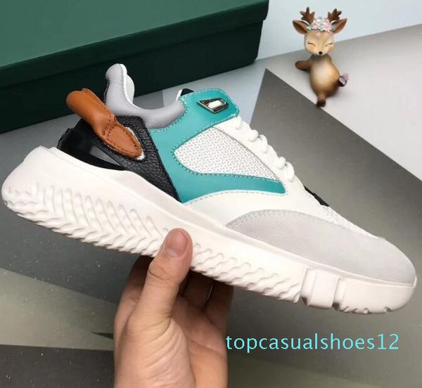 

дизайнер luxury mens casual обувь из натуральной кожи тройной белый черный тренер мужчины мода досуг run sneaker высокое качество t12, Black