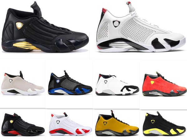 

wholesale 14 14s black toe last svarsity red suede thunder men basketball shoes cool grey dmp candy cane trainer designer sneakers 40-47