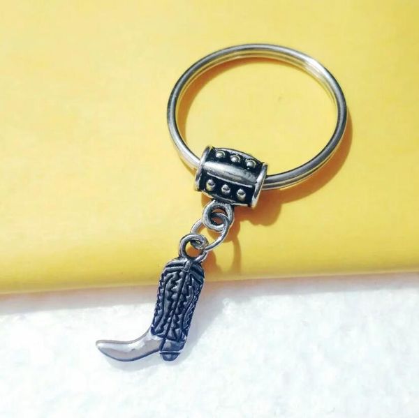

wholesale fashion antique silver cowboy boots/long boots charm keyring keychain car bag decorations women jewelry y13