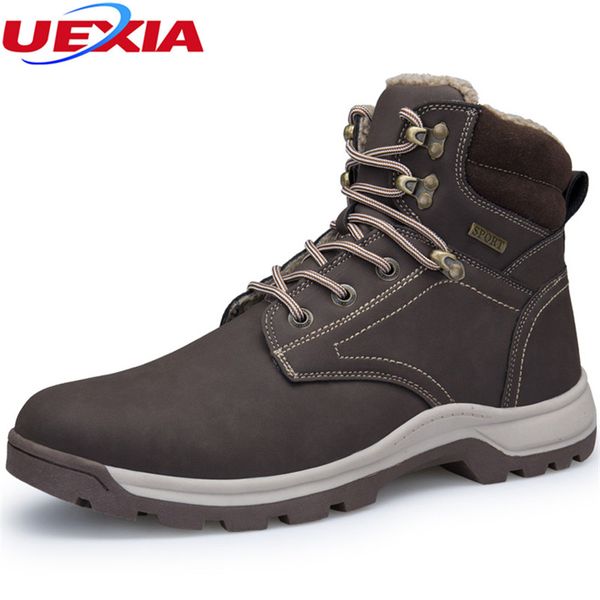 

new winter warm casual shoes men short fur&plush snow boots mens outdoor fashion high work shoes moccasin botas chaussures homme, Black