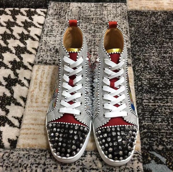 

holiday new arrived bottom red designer sneakers men shoes luxury print silver pik pik no limit rantus version studs rhinestones graffiti, Black