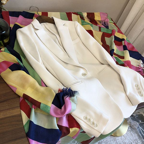 

women coat suit single button off-white acetate blouse blazers, White;black