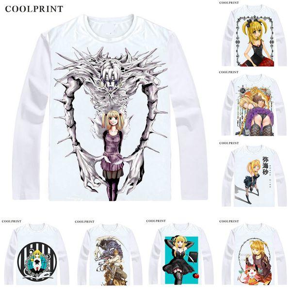 

amane misa rem remu shinigami t shirt death note desu noto men t-shirt casual vintage tshirt printed long sleeve shirts, White;black