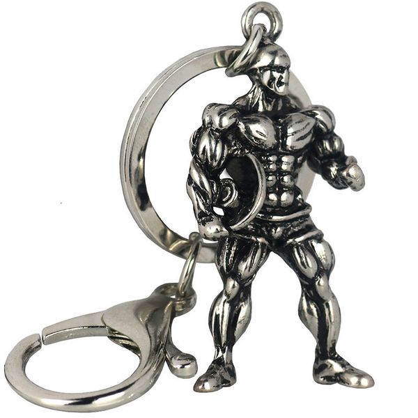 

fashion creative fitness key chain 3d solid alloy muscle male key chain fitness surprise small gift, Slivery;golden