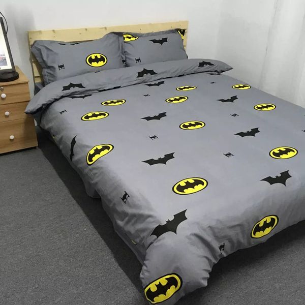 Boys Batman Bedding Set Kids Simple Fashion Duvet Cover Bed Sheet