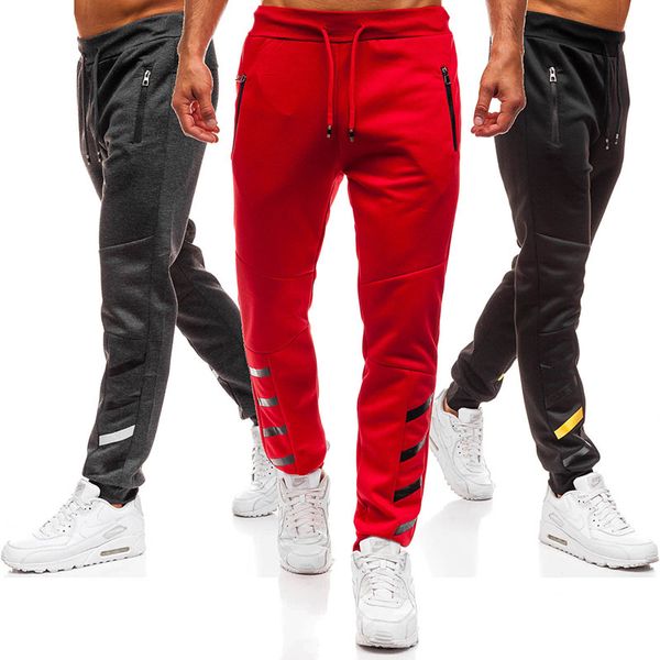 

2018 sports pants zip pocket foot print design sweatpants mens joggers pants joggers men, Black