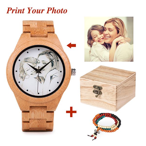 

personality creative design customers ps uv printing customize wooden watch customization laser print oem great gift watches, Slivery;brown