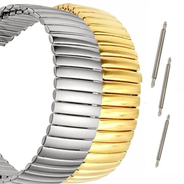 

12 14 16 18 20 22mm stretch expansion stainless steel parts watch band strap silver metal watch bracelets accessories, Black;brown