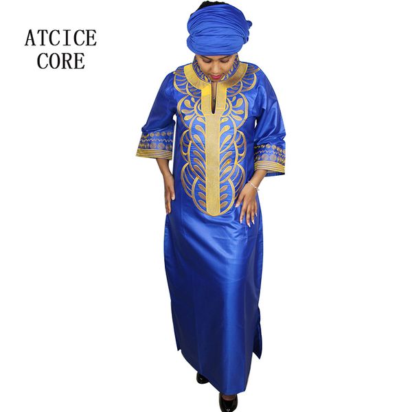 

african bazin riche embroidery design dress only one dress la066#, Red