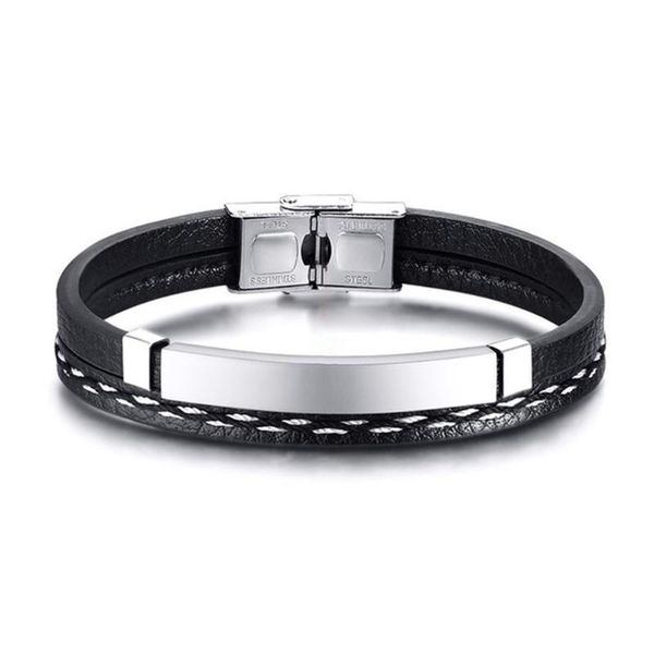 

for titanium steel bending bracelet pu leather woven bracelet black men's geometric