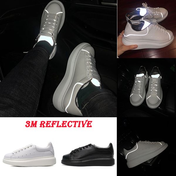 

2019 Дизайнерские туфли Тройные черные белые кроссовки на платформе Светоотражающ