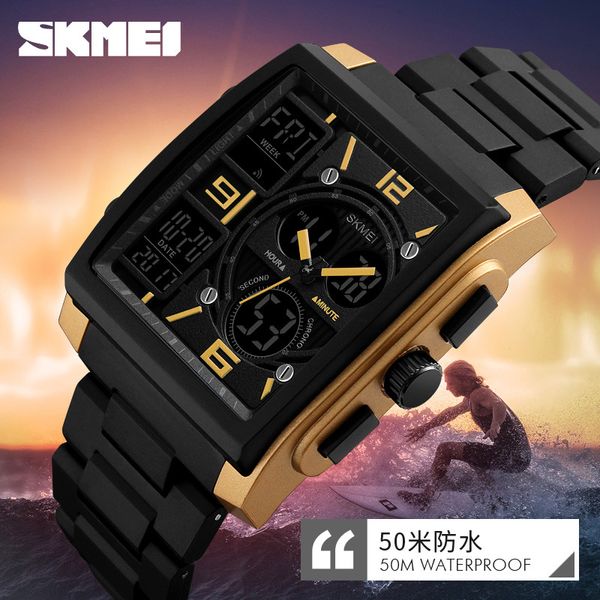 

2019 luxury cost big dail digital watch for mens g student sports watch hand clock waterproof 50m electronic wrist, Slivery;brown