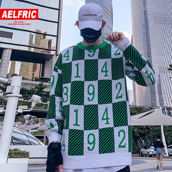 

aelfric digital striped mens knittwear sweater autumn winter harajuku fashion ripped casual cotton pullover outwear streetwear, White;black