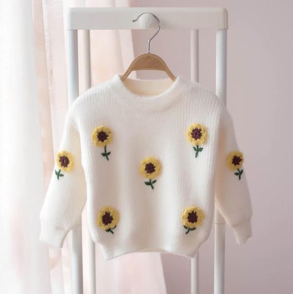 

girl sunflower soft sweater, Blue